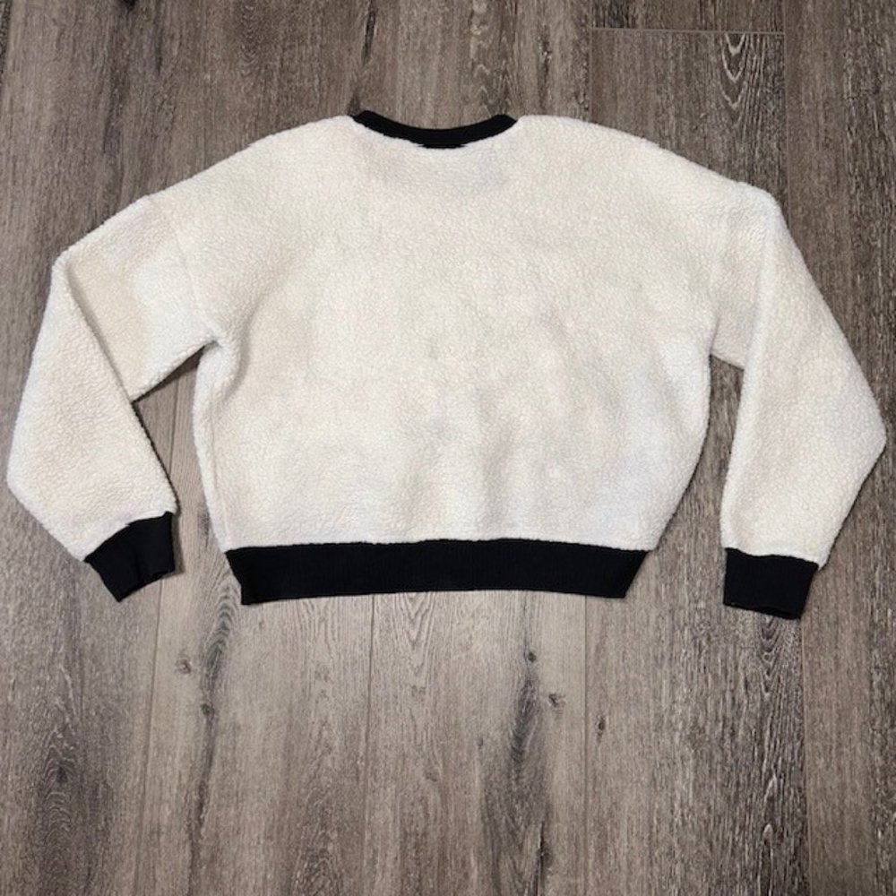 DKNY Spellout Womens Ivory Sequined Puffed Shoulders Long Sleeve Sweater M EUC - Picture 5 of 5